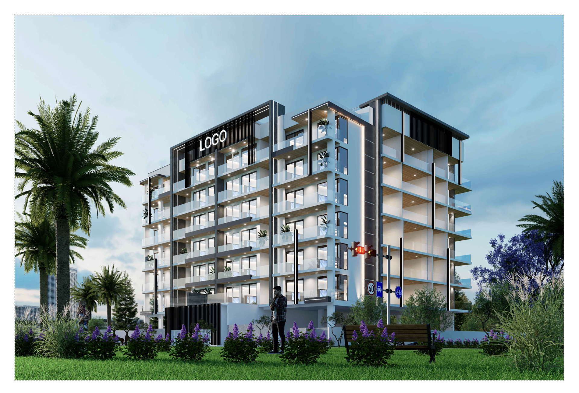 Dubai South G+6 residential apartments exterior render